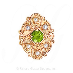 GS524 PD/PL - 14 Karat Gold Slide with Peridot center and Pearl accents 